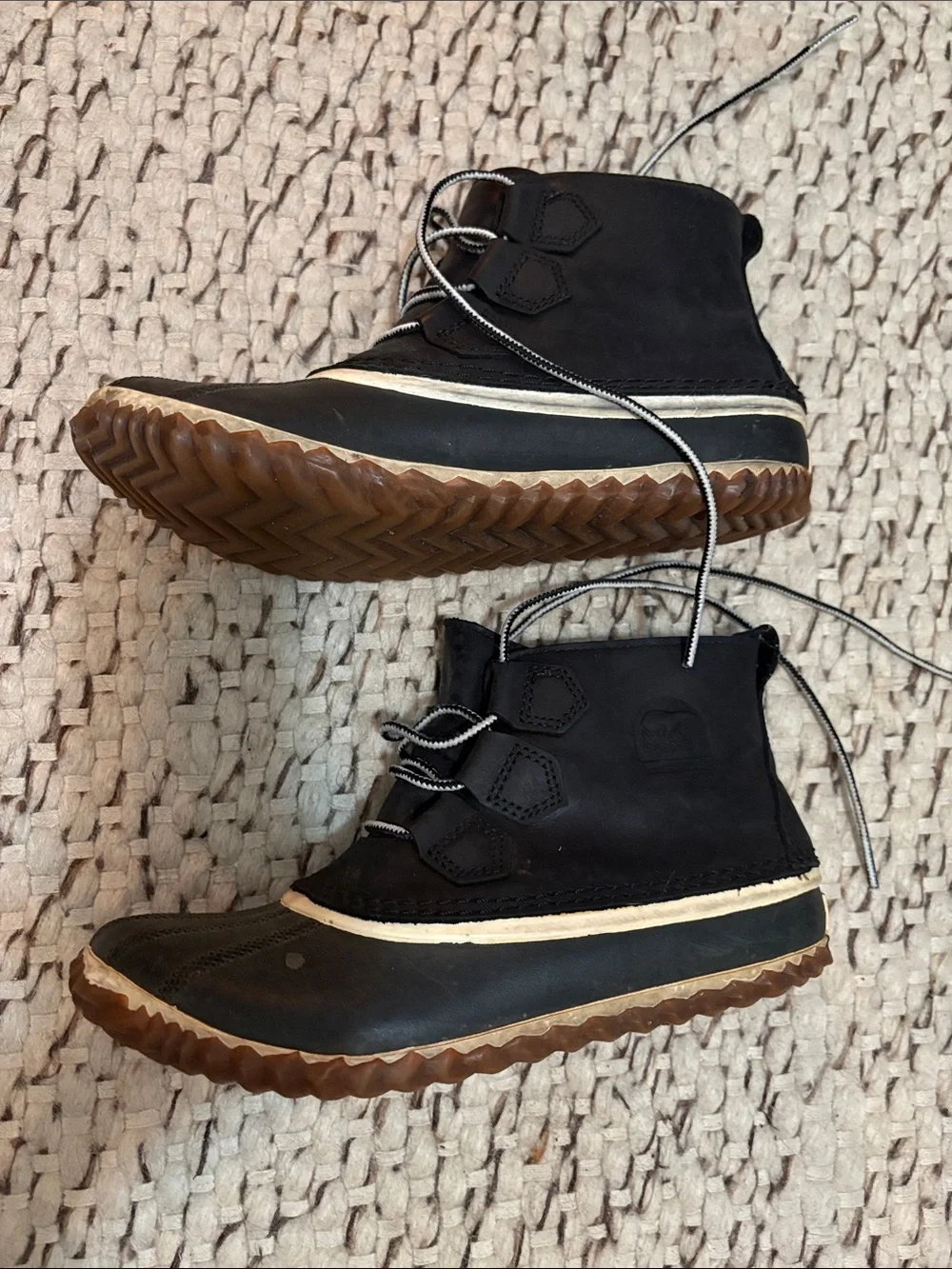 Sorel Black and Gum Lace-Up Women's Winter/Rain Boots
